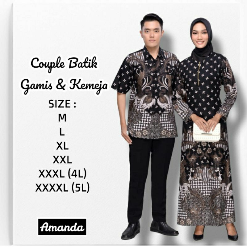 Couple Batik Pasangan Gamis Jumbo 4L-5L Sarimbit Seragam Keluarga Modern Long Dress Big Size XXXL NDR