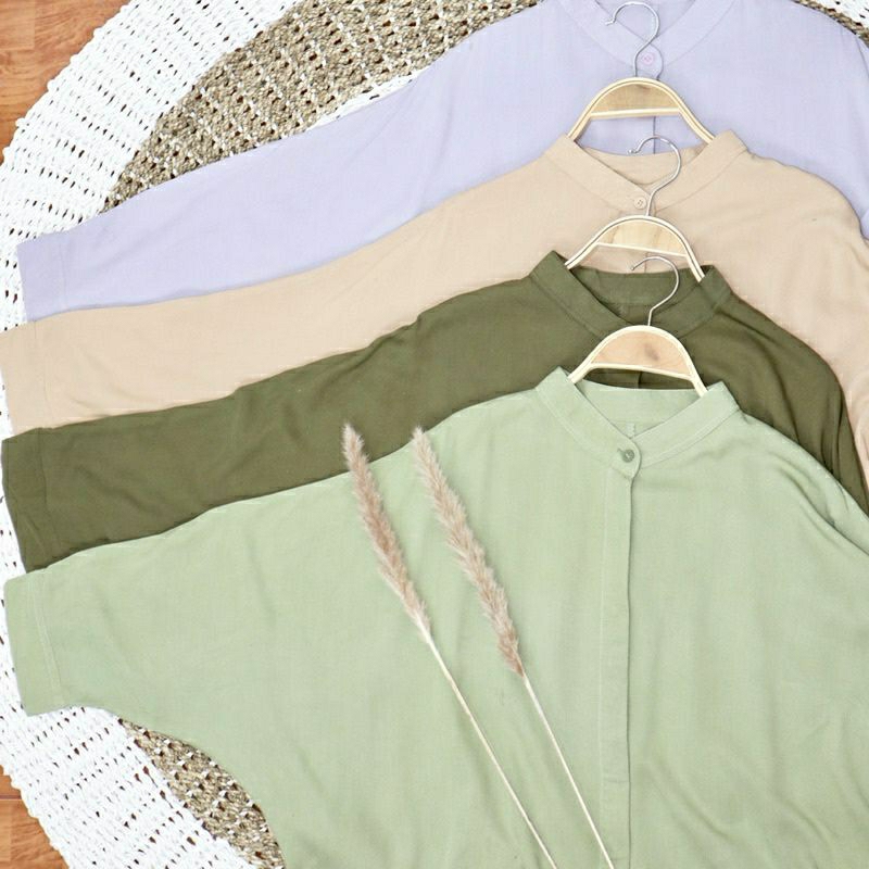 KEMEJA BATWING POLOS- KEMEJA WANITA - KEMEJA KATUN RAYON TWILL - KEMEJA OVERSIZE