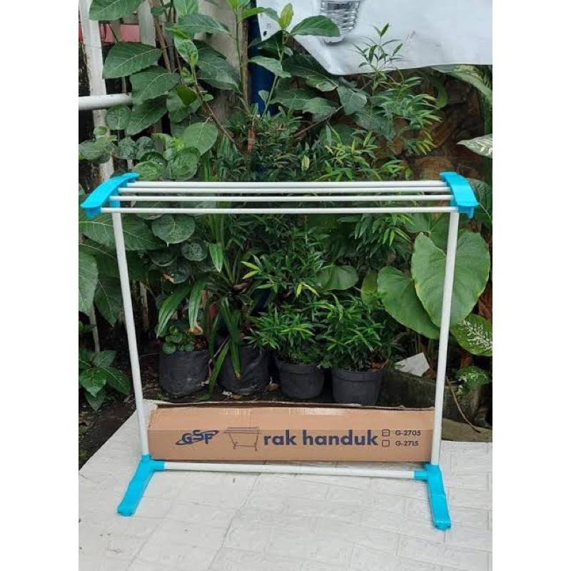 Jemuran Handuk Plastik 5 Pipa GSF / Rak Handuk Portable Murah