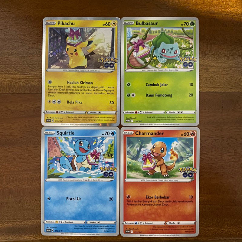 Pikachu charmander squirtle bulbasaur pokemon go cards kartu pogo promo full set langka asli origina