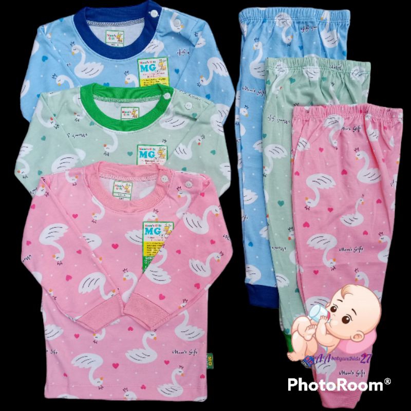 Mom's Gift ANGSA SERIES 3Pasang Setelan Baju Bayi Lengan Panjang Kancing Bahu Celana Panjang Ukuran NEWBORN S M L XL SNI Nyaman Murah Berkualitas