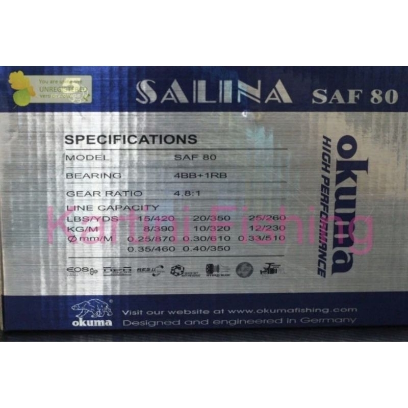 Reel Okuma Salina 80 SAF Baitrunner