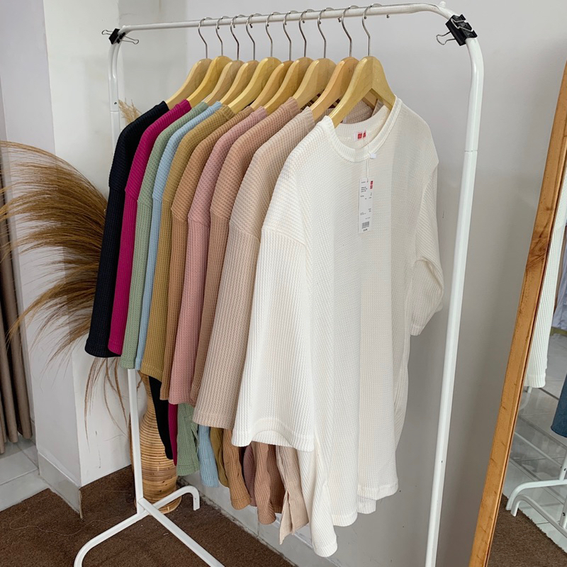 dwistuff Moora Basic Tee Oversized Rib Knit Waffle 3/4