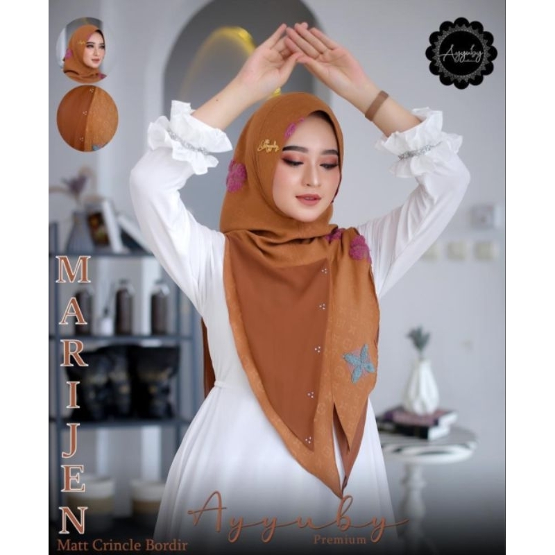 Jilbab Original Ayyuby Marijen Crinkle Bordir