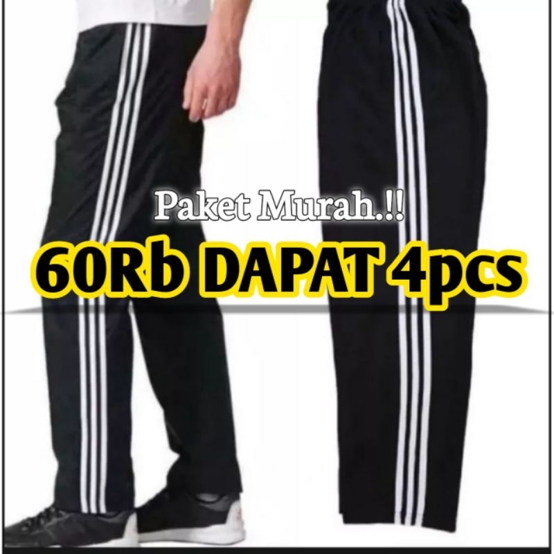 60rb DAPAT 4 CELANA TRACKPANTS TRAINING PANJANG STRIP PRIA DAN