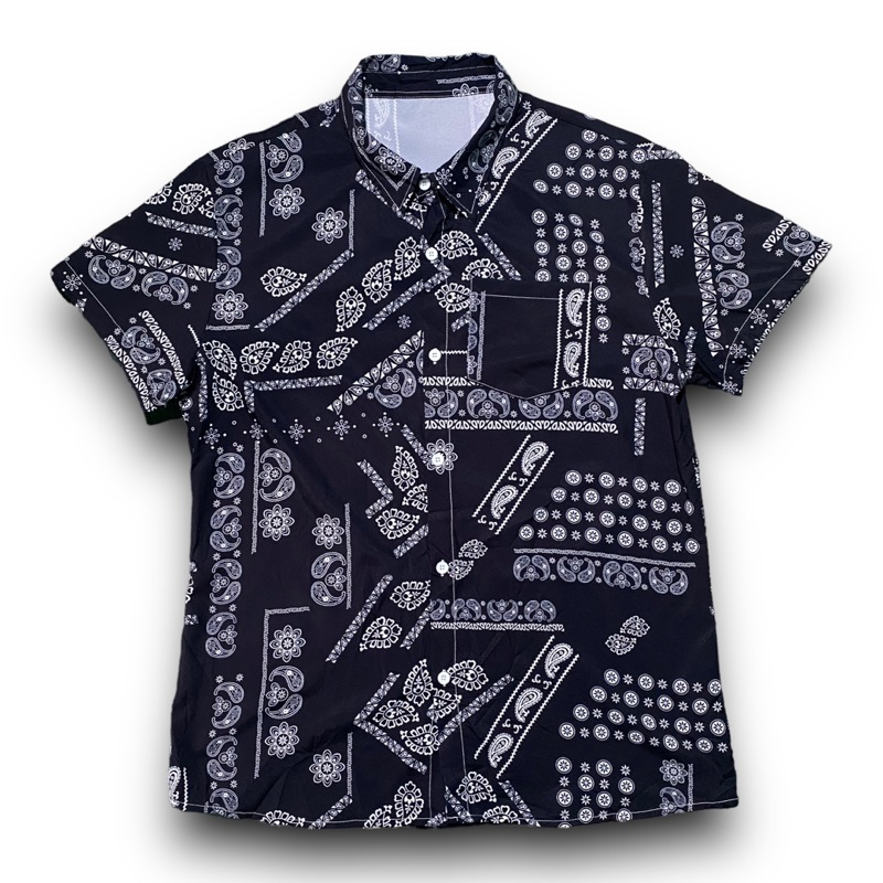 S H E I N Bandana Paisley Button shirt