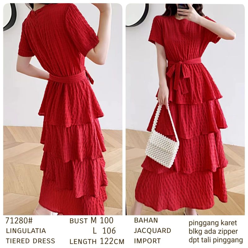 71280 Baju maxidress longdress TIERED REMPEL RUFFLE SUSUN lengan pendek dres Korea Korean style wani