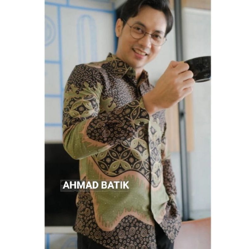 KEMEJA BATIK PRIA HIJAU SAGE GREEN LAPIS FURING SLIMFIT