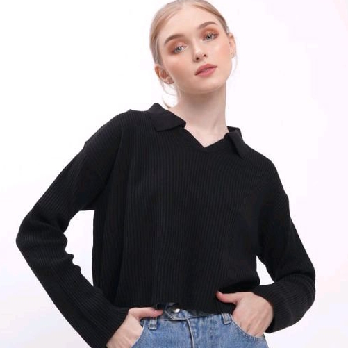 Aeris Polo Knit Crop