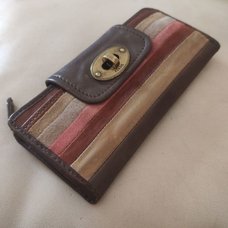 Dompet Fossil Mason Stripes Patchwork Bundling Tas Preloved