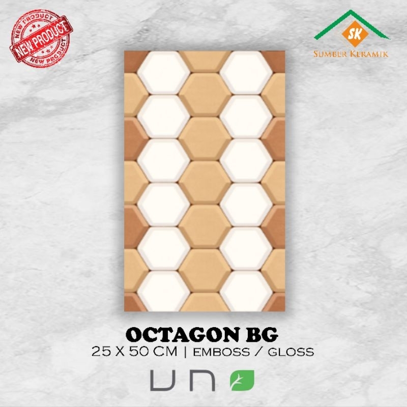Keramik dinding 25x50 Octagon beige / glossy / kw-1