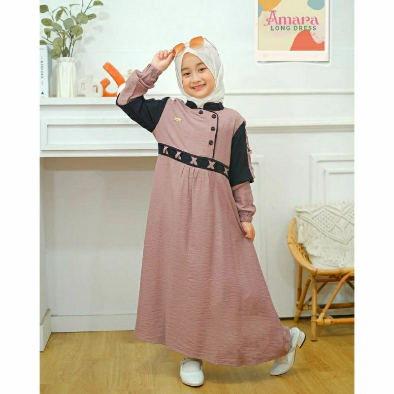 Amara maxy kids gamis anak terbaru usia 5-14 tahun / gamis anak lebaran model kekinian / gamis anak model korea