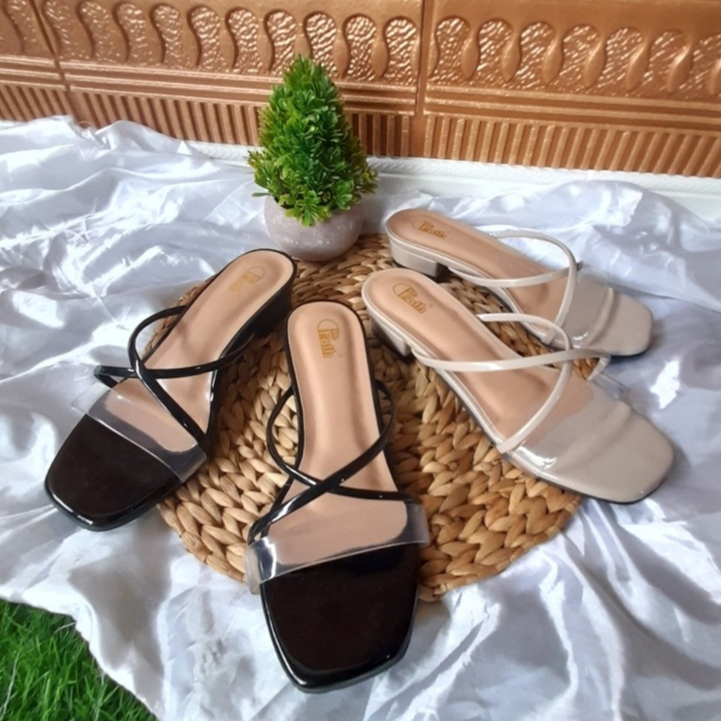 Sandal Heels wanita 3cm Tali Silang Ban 1 HB16