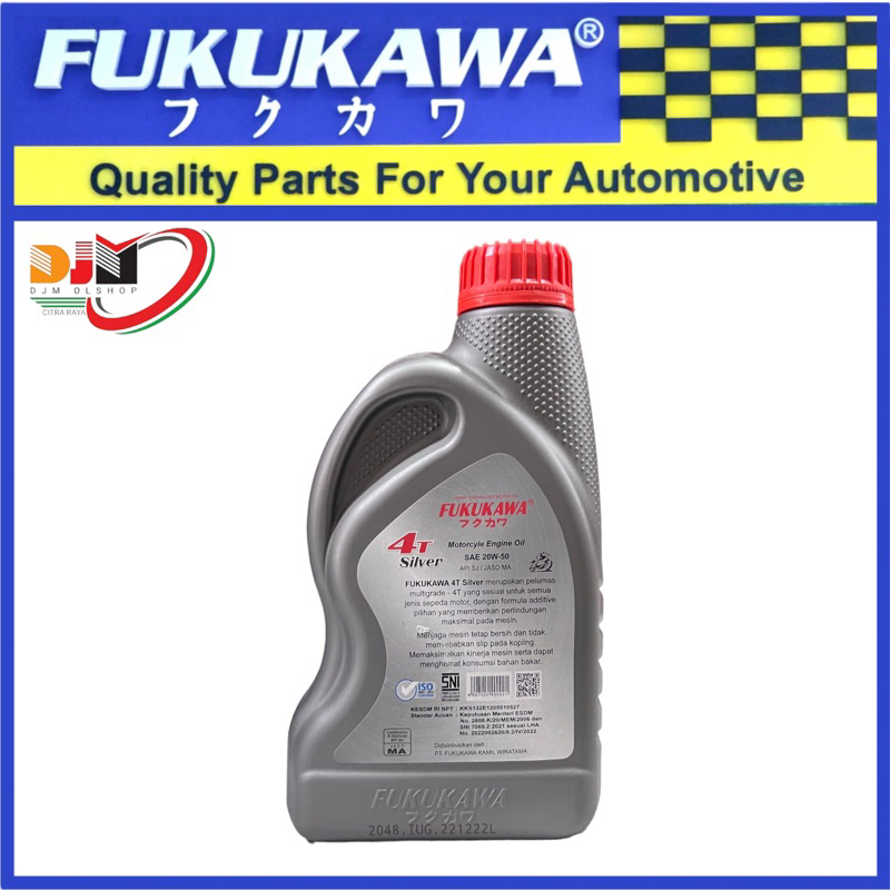 Oil Mesin Fukukawa 4T Silver SAE 20W-50 API SJ JASO MA 1Liter Oli Asli For Motor Sport