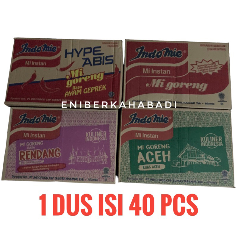 

Indomie Goreng Spesial/Geprek/Rendang/Aceh) 1 dus isi 40 Bungkus