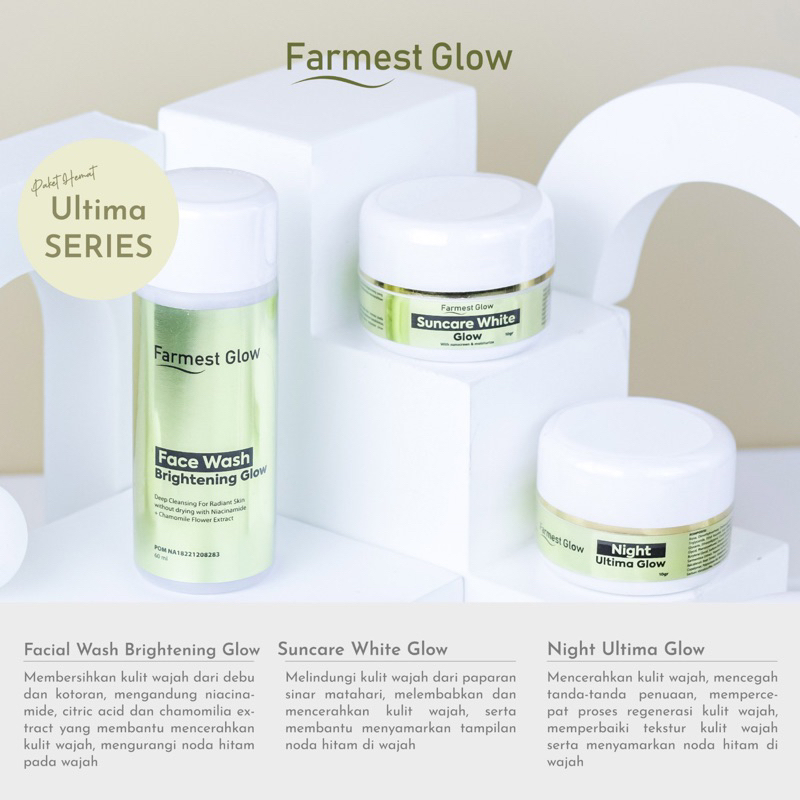 Paket Hemat Ultima Glowing Series Farmest Glow / Pemutih Perawatan Wajah Termurah - By farmestskinca