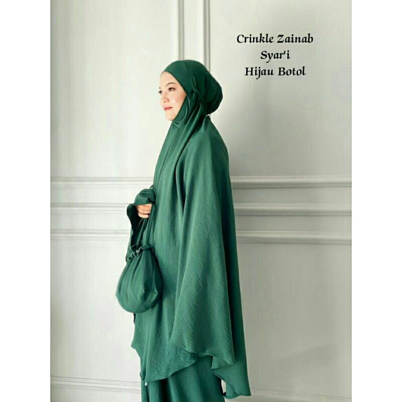 Mukena Crinkle Zaenab Syar'i Penutup Dagu