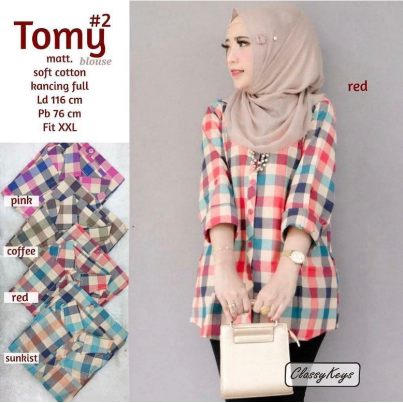 Blouse kotak-kotak wanita/blouse jumbo wanita terbaru /kemeja jumbo