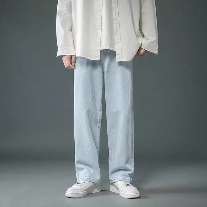 Celana panjang pria celana jeans pria biru korean style kulot jeans loose pants oversize celana panjang cowok straight pants boyfriend jeans celana dasar pria baggy pants cutbray jeans2023