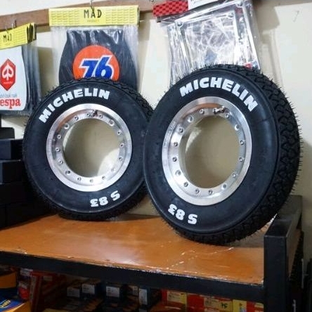 Paket Velg Modular dan Ban Michelin Tubeless Ring 8 Vespa Ps Strada Super