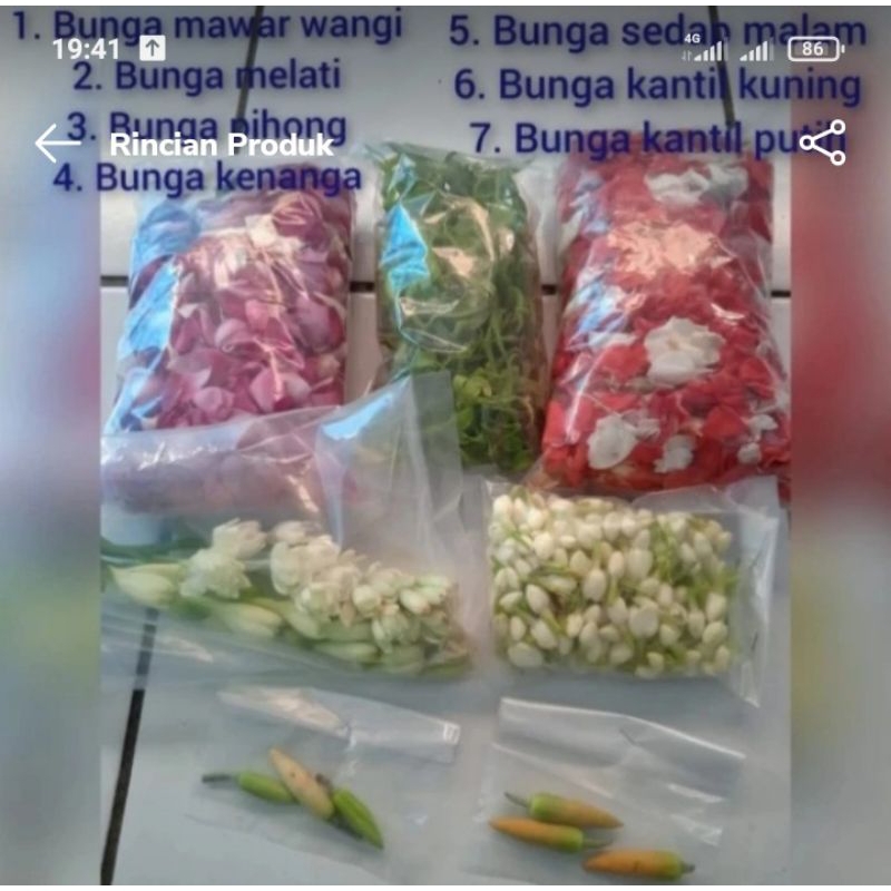Kembang 7 rupa Komplit segar, Bunga 7 rupa 1 Kantong