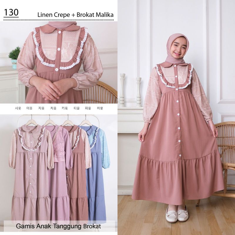[7-15T] GAMIS KOREAN CRINKLE POLO LINEN MAXY BROKAT FELIZIA ANAK REMAJA Gamis Anak Remaja Tanggung Viral Umur 7-8-9-10-11-12-13-14-15 Tahun | Outfit Remaja Kekinian | Baju Muslim Anak Perempuan Tanggung | Ootd muslimah Kekinian Anak Perempuan ala korea
