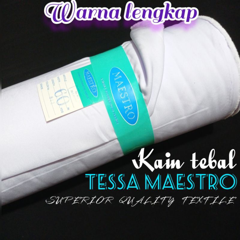 kain tessa polos tebal maestro Top Quality lebar 1,15 meter ( harga per 0,5 meter)