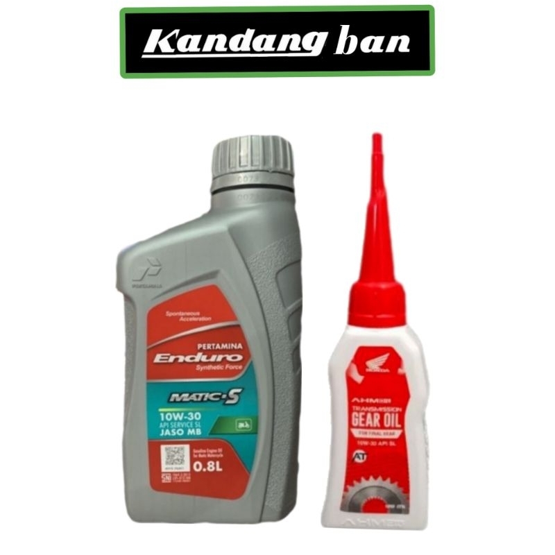 PAKET OLI ENDURO MATIC-S 10W-30 0.8L+ OLI GEAR HONDA 120 ML , UNTUK SEMUA MATIC HONDA,YAMAHA,SUZUKI