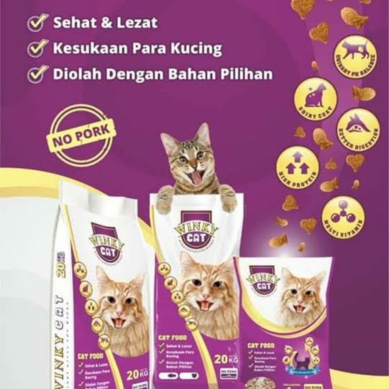 Makanan Kucing WINKY Cat Food Repack 1Kg