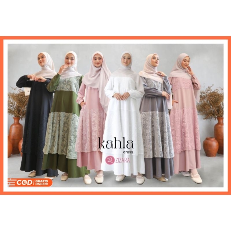 Kahla Dress by Zizara Gamis Kombinasi Polos Regiany dan Brukat Lace Gamis Pesta/Kondangan/Wisuda