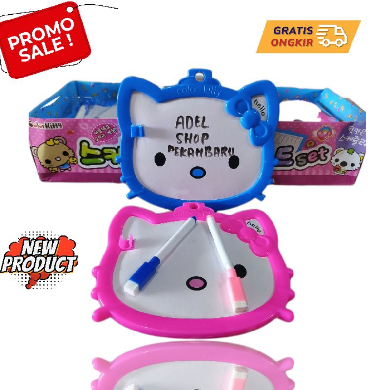 

Mainan Edukasi Papan Tulis Model hello kitty Free Spidol dan Penghapus / Papan Tulis Mini Karakter/ Souvenir Ulang tahun