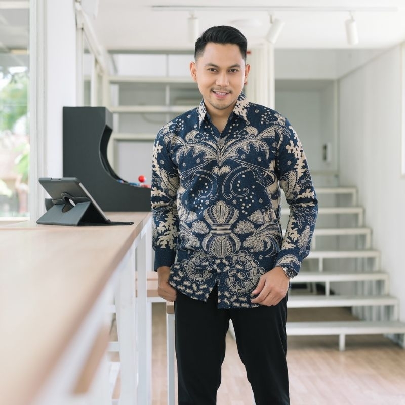 KEMEJA BATIK MODERN SLIMFIT PANJANG BAHUN KATUN HALUS FULL FURING HALUS