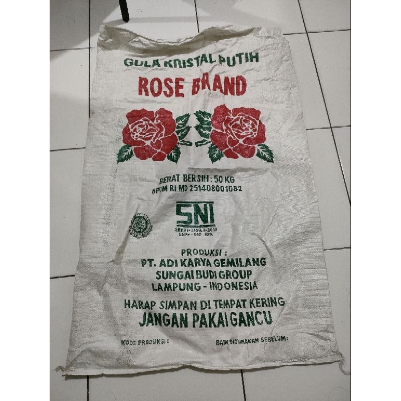

Karung bekas gula rose brand 50kg