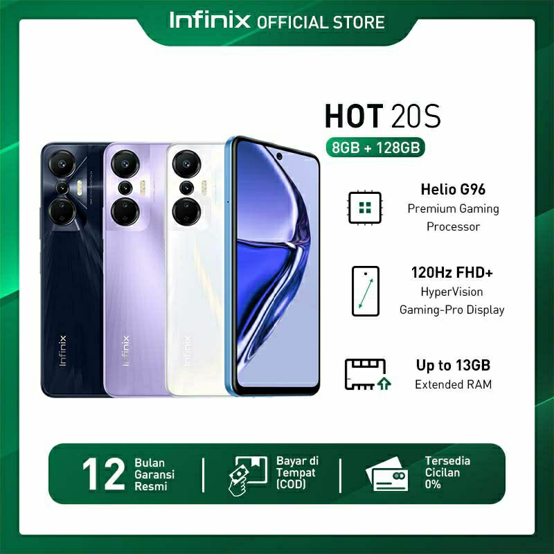 infinix hot 20S 8/128GB - UP TO 13GB EXTENDED RAM - HELIO G96 - 6.78