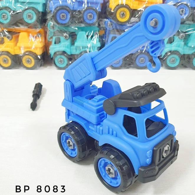 Mainan Anak DIY Assemble Truck Truk Rakit Konstruksi Crane BP8083