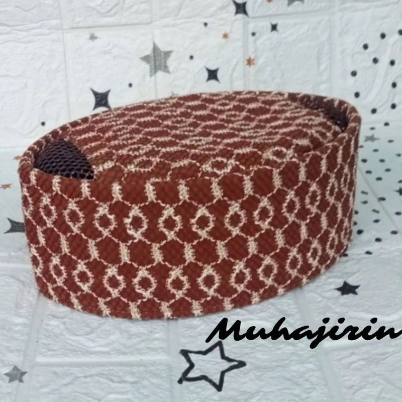 peci songkok motif keren coklat / peci kopiah songkok jaring terlaris