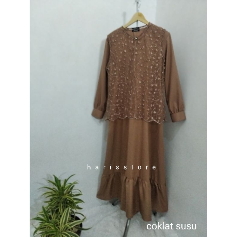 Gamis Aisyah 02 Dress outer/tile mutiara, Gamis tile mitiara