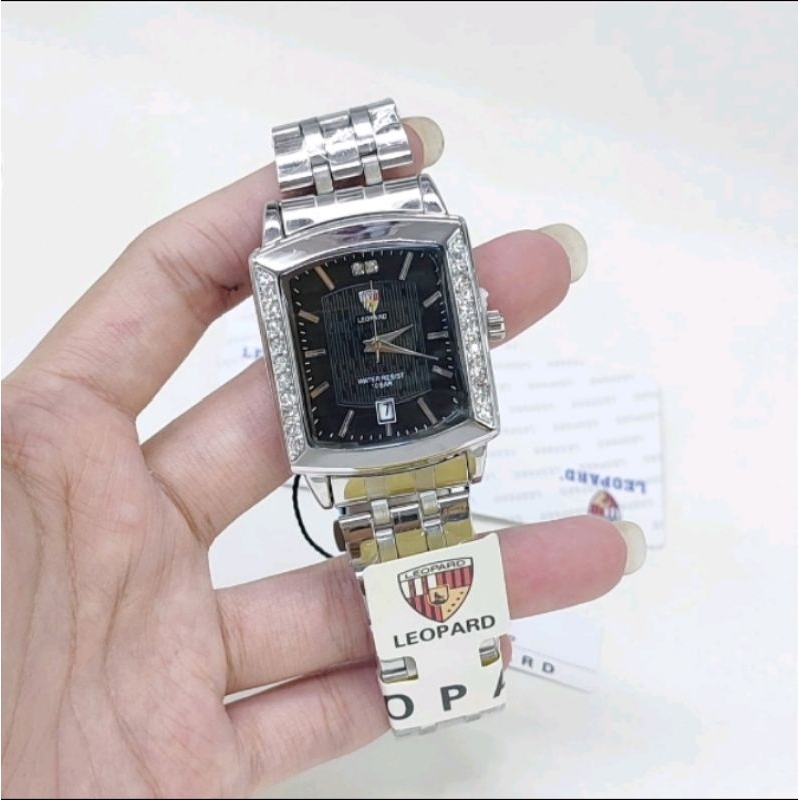 jam tangan wanita rantai segi jam tangan leopard rantai original