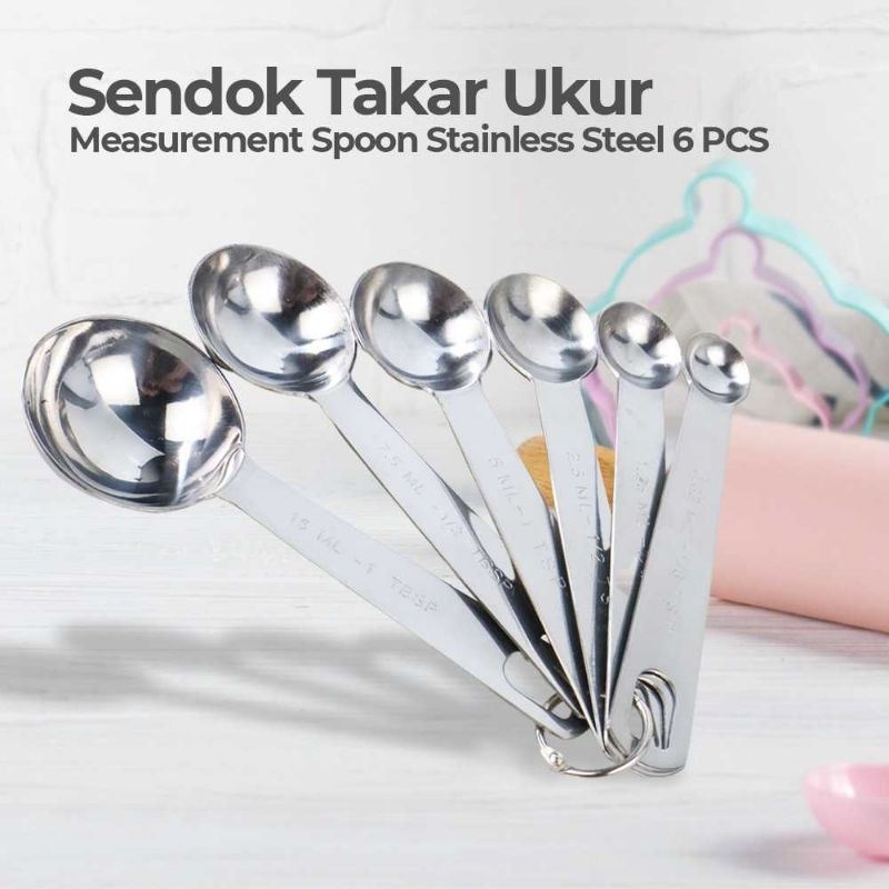 HOOMIN Sendok Takar Ukur Measurement Spoon Stainless Steel 6 PCs