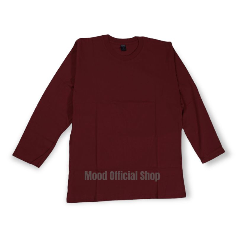 Kaos Polos Panjang Cotton Combed 30s Merah Maroon / Grosir Kaos Katun Polos Murah / Kaos Maroon Mera