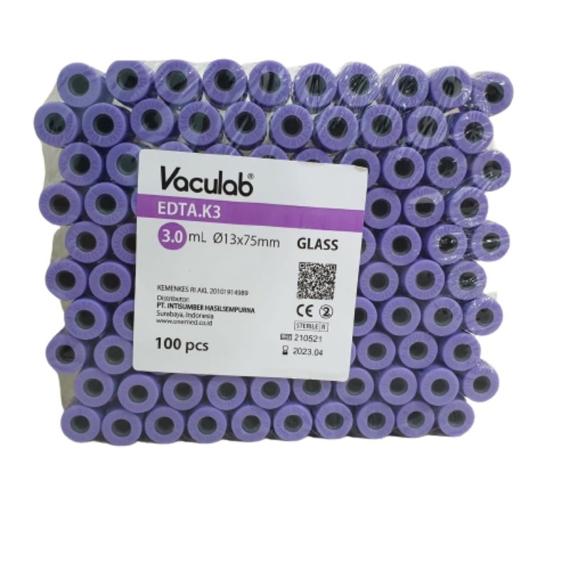 Tabung Darah Vaculab EDTA 3ML K3 original Tabung EDTA Vacutainer UNGU original