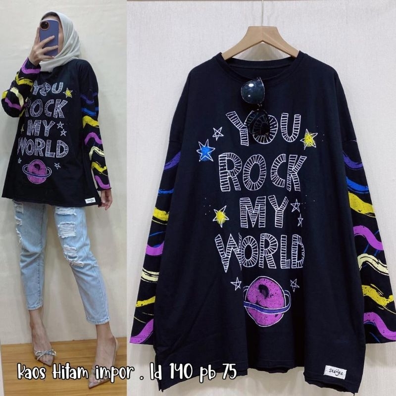 Kaos hitam oversize ld 140 cm