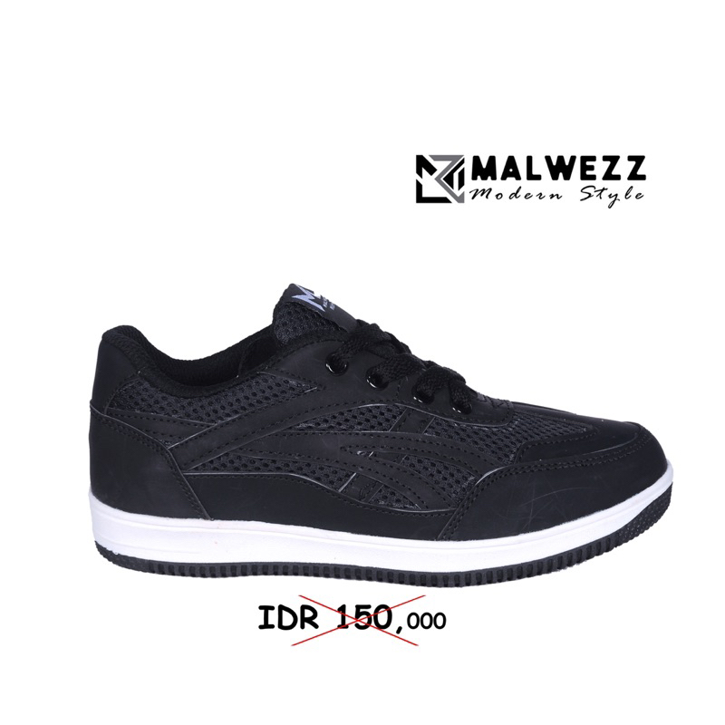 MALWEZZ - Sepatu Sekolah Anak Perempuan Laki Laki Hitam Putih TK SD SMP Prepet Sepatu Ringan Trendy. Uk 31 - 37 [Swallow x Katzz Sch 01]