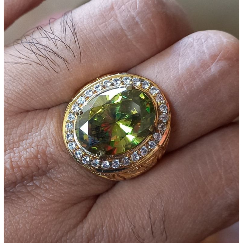 cincin pria batu natural Yellow Topaz