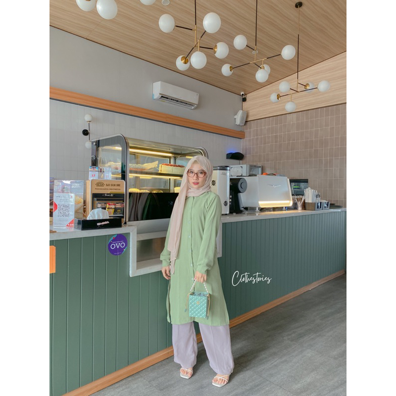 LONG TUNIK CRINKLE AIRFLOW/KEMEJA TUNIK WANITA BAHAN CRINKLE ALL SIZE FIT TO L/KEMEJA LONG TUNIK