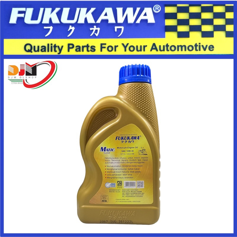 Oil Mesin Matik Fukukawa Matic Gold SAE 10W-30 API SL JASO MB Isi 800ml Oli Original