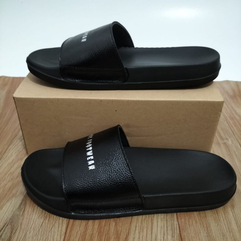 Sandal slide slop pria kulit sapi asli rubber premium NDC leather