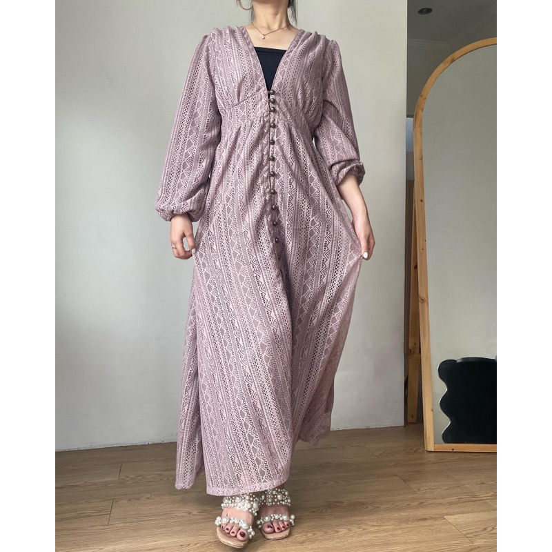 Zéa - Zahra - Dress Kondangan Lebaran Brukat Brokat Busui Maxi