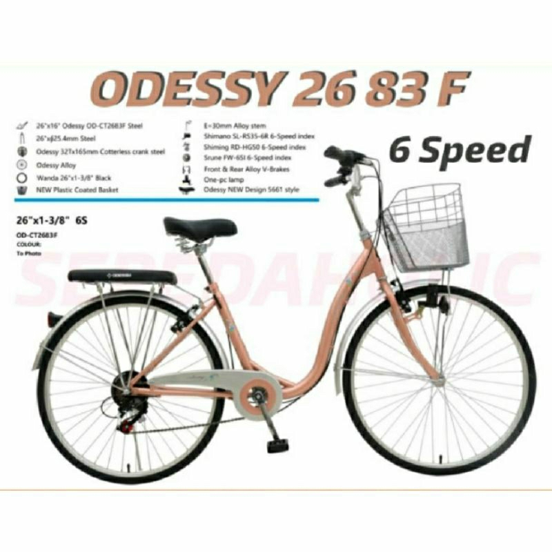 Sepeda Keranjang Dewasa Mini Odessy 26 83F ukuran 26 inch 6 speed city bike ctb