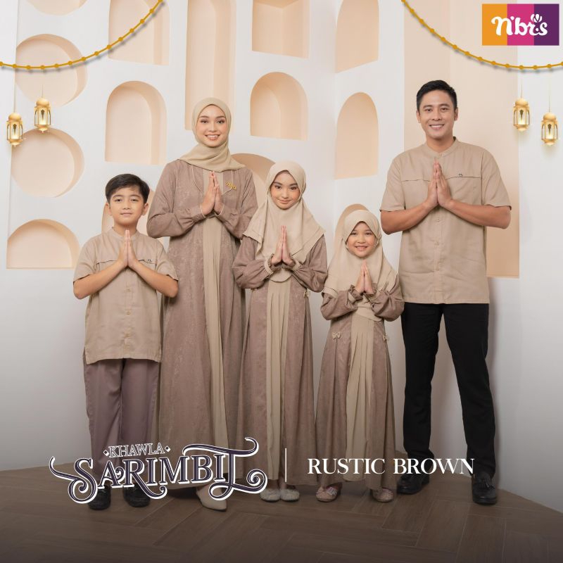 SARIMBIT NIBRAS 2023 KHAWLA RUSTIC BROWN ORIGINAL FASHION GAMIS DRESS BAJU BUSANA MUSLIM WANITA DEWA